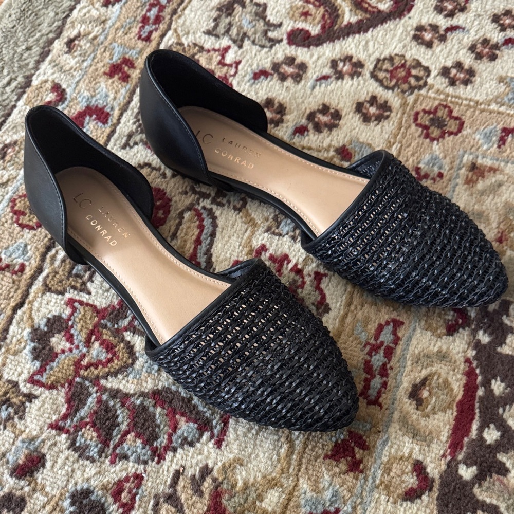LC Lauren Conrad Black Textured Loafers